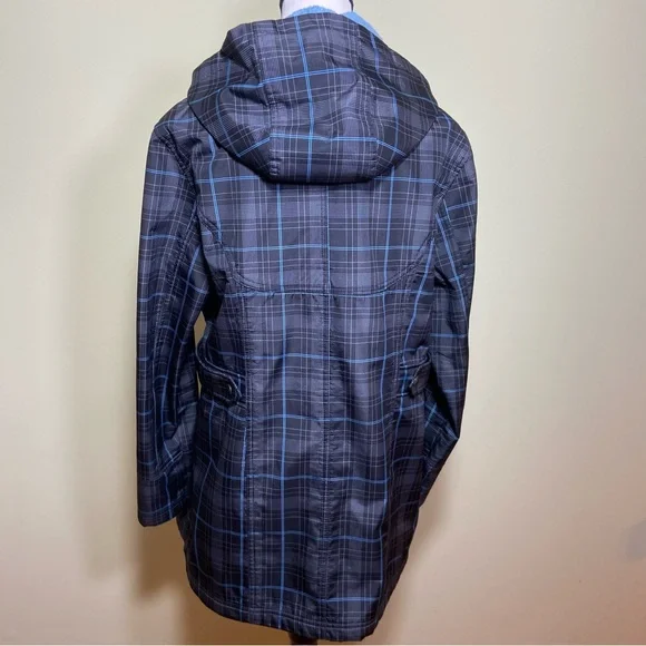 Free Country Black, Grey and Blue Plaid pattern Waterproof Rain Jacket size XL - Picture 4 of 16